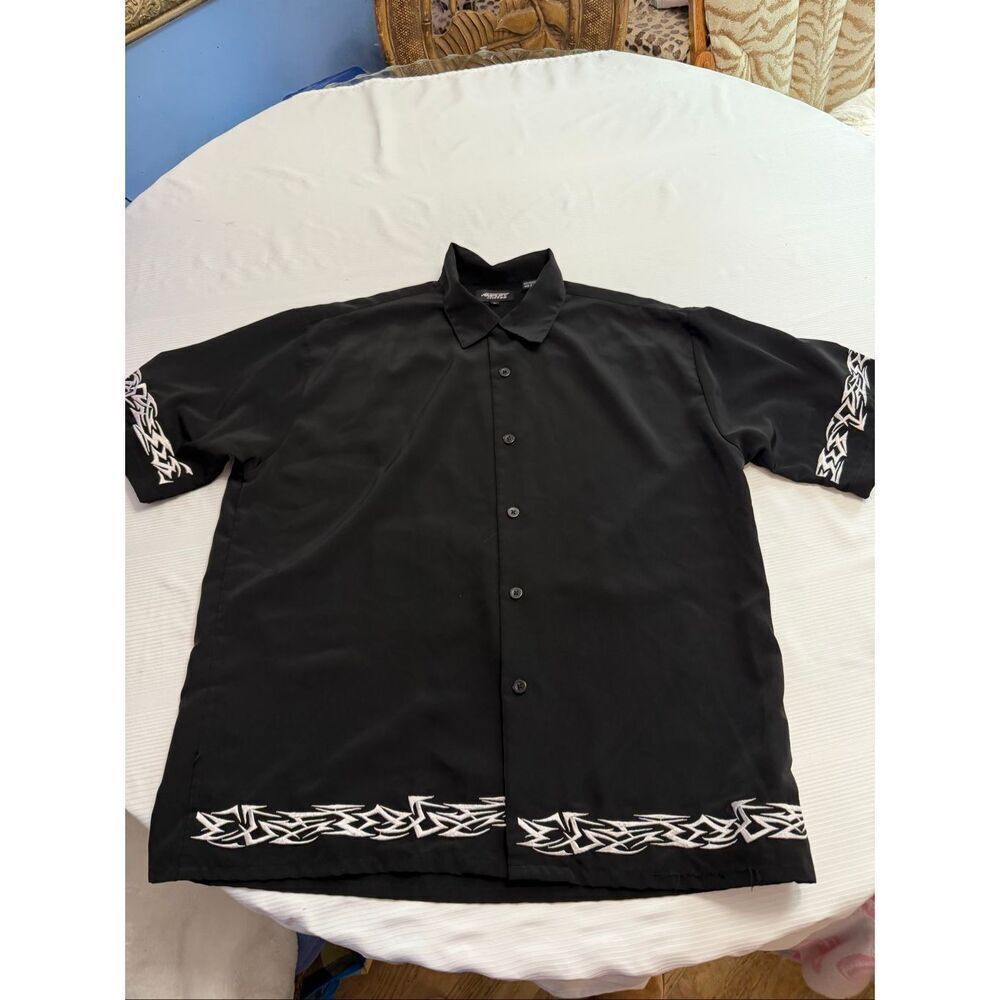Amplify Black Embroidered Vintage Y2k Button Up Shirt Size Large